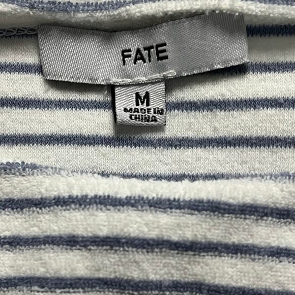 Fate | Breton Nautical Stripe Cotton Terry Sweatshirt | Blue & White | Medium - Picture 5 of 8